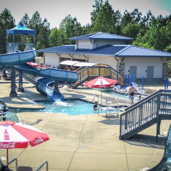 Pool with Slide & Umbrellas revised